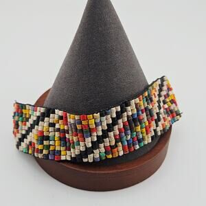 Woven Seed Bead Bracelet Multicolored Artisian Tribal Southwestern Native Artsy